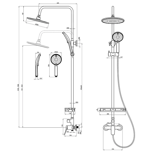 Душевая система Lemark Ortus LM11360C с регулируемой высотой штанги, хром Душевая система Lemark Ortus LM11360C с регулируемой высотой штанги, хром