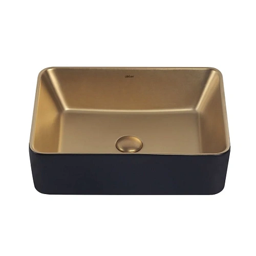 Раковина ABBER Rechteck AC2212BG накладная, матовое золото с черным Раковина ABBER Rechteck AC2212BG накладная, матовое золото с черным