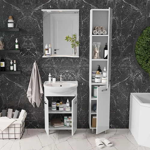 Тумба под раковину Onika Коралл 50 см 105032 напольная, белая (для Уют 50) Тумба под раковину Onika Коралл 50 см 105032 напольная, белая (для Уют 50)