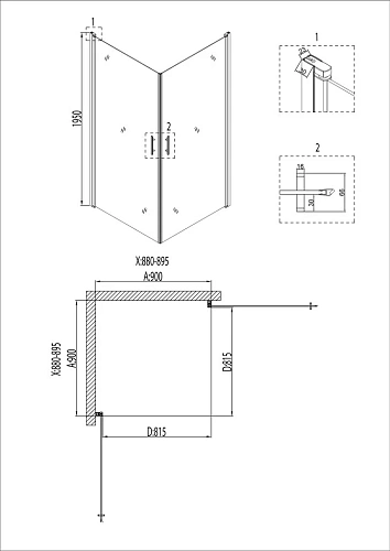 Душевой уголок Niagara Nova NG-6803-08 BLACK (90x90x195) квадратная, двери распашные, 68030811BLACK Душевой уголок Niagara Nova NG-6803-08 BLACK (90x90x195) квадратная, двери распашные, 68030811BLACK