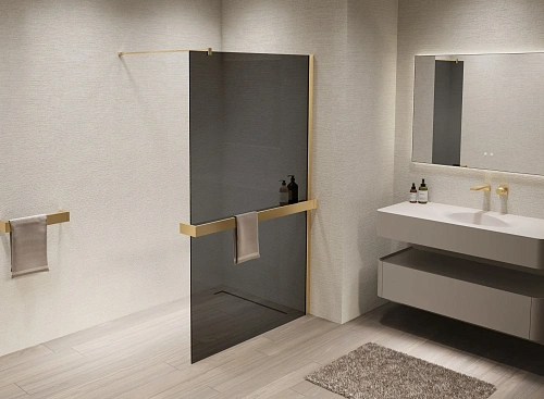 Душевая перегородка Vincea Walk-In VSW-1HR900CGG 900x2000 матовый золотой, стекло тонированное Душевая перегородка Vincea Walk-In VSW-1HR900CGG 900x2000 матовый золотой, стекло тонированное