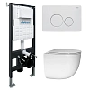 Комплект унитаза ABBER Bequem AC1132TC белый, с закрытым дном с инсталляцией AC0105 и кнопкой AC0121MW белая матовая Комплект унитаза ABBER Bequem AC1132TC белый, с закрытым дном с инсталляцией AC0105 и кнопкой AC0121MW белая матовая