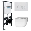 Комплект унитаза ABBER Bequem AC1132TC белый, с закрытым дном с инсталляцией AC0105 и кнопкой AC0121MW белая матовая Комплект унитаза ABBER Bequem AC1132TC белый, с закрытым дном с инсталляцией AC0105 и кнопкой AC0121MW белая матовая