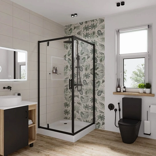 Душевой уголок Niagara Nova NG-6801-08 BLACK (90x90x195) квадратная, дверь распашная, 68010811BLACK Душевой уголок Niagara Nova NG-6801-08 BLACK (90x90x195) квадратная, дверь распашная, 68010811BLACK