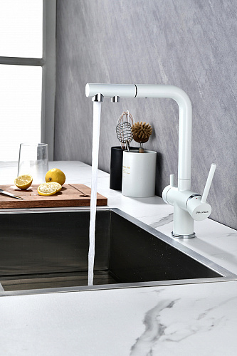 Смеситель для кухни Paulmark SERPENTINE белый матовый Se213222-WH Смеситель для кухни Paulmark SERPENTINE белый матовый Se213222-WH