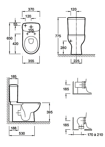 Унитаз напольный Jacob Delafon Panache E1370-00 с бачком E1368-00 Унитаз напольный Jacob Delafon Panache E1370-00 с бачком E1368-00