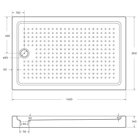 Душевой поддон CEZARES TRAY-A-AH-140/90-15-W 1400x900 акрил, белый Душевой поддон CEZARES TRAY-A-AH-140/90-15-W 1400x900 акрил, белый