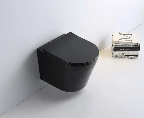 Унитаз подвесной CeramaLux B2330B черный с крышкой микролифт Унитаз подвесной CeramaLux B2330B черный с крышкой микролифт