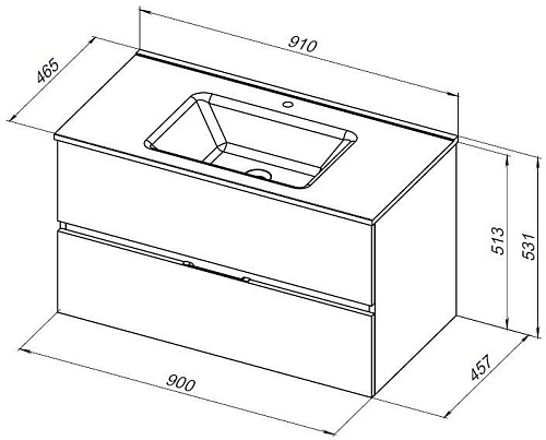 Тумба под раковину Aquanet Алвита New 90 2 ящика, антрацит 00303919 Тумба под раковину Aquanet Алвита New 90 2 ящика, антрацит 00303919