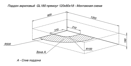 Душевой поддон Aquanet GL180 120x80 00265565 Душевой поддон Aquanet GL180 120x80 00265565