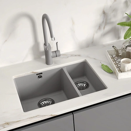 Кухонная мойка Lemark SINARA 550.2-U встраиваемая снизуз кварцгранита, бежевый 9910080 Кухонная мойка Lemark SINARA 550.2-U встраиваемая снизуз кварцгранита, бежевый 9910080