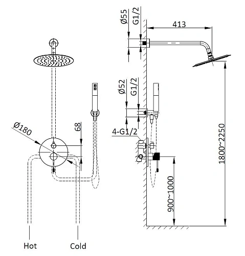 Душевая система Vincea Desire VSFW-1D1BN встраиваемая, брашированный никель Душевая система Vincea Desire VSFW-1D1BN встраиваемая, брашированный никель