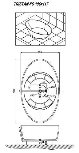 Ванна отдельностоящая Kolpa-San TRISTAN FS 196x117 815980 из искусственного камня kerrock Ванна отдельностоящая Kolpa-San TRISTAN FS 196x117 815980 из искусственного камня kerrock