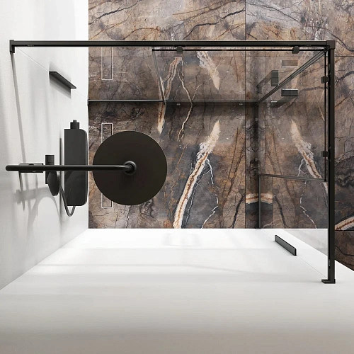 Душевой уголок AM.PM Func W84G-403-12090-BТ Slide 120х90, черный, стекло прозрачное Душевой уголок AM.PM Func W84G-403-12090-BТ Slide 120х90, черный, стекло прозрачное