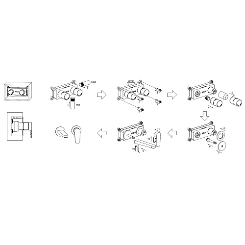 Смеситель для раковины AQUAme Novara AQM6915BN встраиваемый, никель шлифованный Смеситель для раковины AQUAme Novara AQM6915BN встраиваемый, никель шлифованный