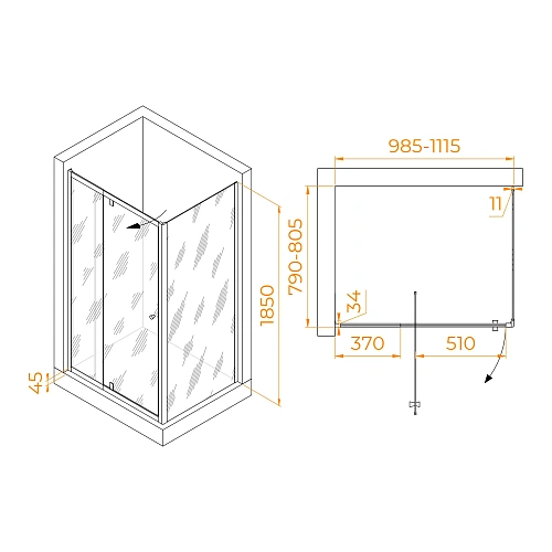 Душевой уголок RGW PA-44B (PA-02B + Z-050-1B) 1000x800 мм 41084408-014 черный Easy Clean Душевой уголок RGW PA-44B (PA-02B + Z-050-1B) 1000x800 мм 41084408-014 черный Easy Clean