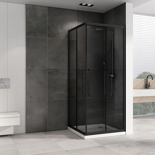Душевой уголок ABBER Schwarzer Diamant AG02090BDTH 90x90 см универсальный, профиль черный, стекло тонированное Душевой уголок ABBER Schwarzer Diamant AG02090BDTH 90x90 см универсальный, профиль черный, стекло тонированное