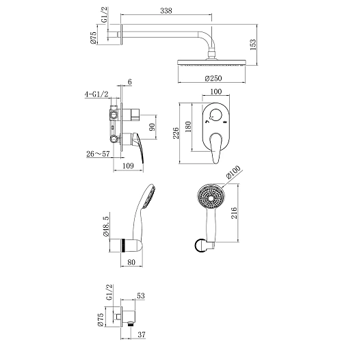 Душевая система Lemark Linara LM0429C встраиваемая, хром Душевая система Lemark Linara LM0429C встраиваемая, хром