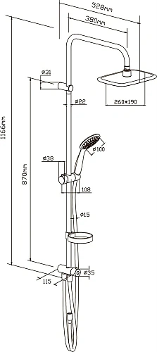 Душевая стойка STWORKI Дублин by Damixa Дублин HFDB97000, хром 427943 Душевая стойка STWORKI Дублин by Damixa Дублин HFDB97000, хром 427943