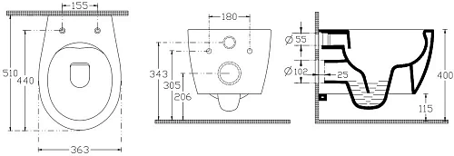 Унитаз подвесной Allen Brau Fantasy 4.11004.31 без сиденья Унитаз подвесной Allen Brau Fantasy 4.11004.31 без сиденья