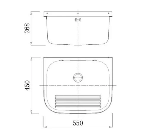 Раковина NOFER 13047.S настенная, прямоугольная, нержавеющая сталь, матовая Раковина NOFER 13047.S настенная, прямоугольная, нержавеющая сталь, матовая