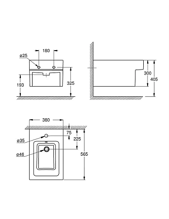Биде подвесное GROHE Cube Ceramic альпин-белый (3948600H) Биде подвесное GROHE Cube Ceramic альпин-белый (3948600H)
