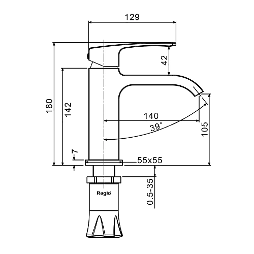 Смеситель для раковины Raglo R02.10.06, черный Смеситель для раковины Raglo R02.10.06, черный