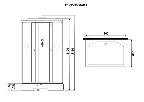 Душевая кабина Niagara Promo P120/90/26Q/MT (1200х900х2150) Душевая кабина Niagara Promo P120/90/26Q/MT (1200х900х2150)