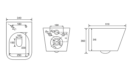 Комплект инсталляции BERGES АТОМ 410 с клавишей смыва Atom Line черная/хром, унитазом FLOE S Rimless 51 см и сиденьем Floe S Slim SO, микролифт, быстросъём 043366 Комплект инсталляции BERGES АТОМ 410 с клавишей смыва Atom Line черная/хром, унитазом FLOE S Rimless 51 см и сиденьем Floe S Slim SO, микролифт, быстросъём 043366