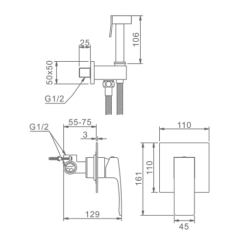 Гигиенический душ Raglo R01.53, хром Гигиенический душ Raglo R01.53, хром