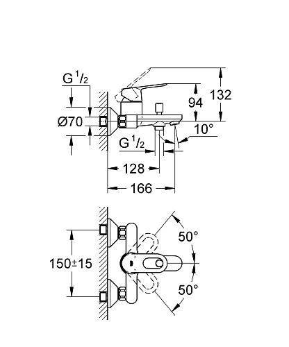 Смеситель для ванны GROHE BauLoop, хром (32815000) Смеситель для ванны GROHE BauLoop, хром (32815000)