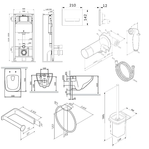 Комплект унитаза AM.PM Inspire V2.0 CK50GG с инсталляцией, черный матовый, сиденьем микролифт, черной клавишей, гигиеническим душем и аксессуарами Комплект унитаза AM.PM Inspire V2.0 CK50GG с инсталляцией, черный матовый, сиденьем микролифт, черной клавишей, гигиеническим душем и аксессуарами