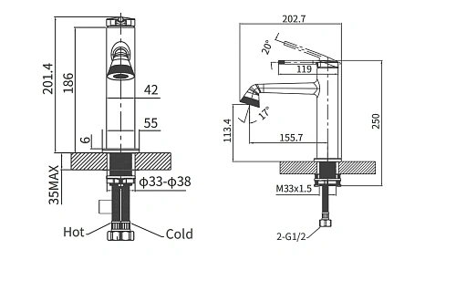Смеситель для раковины ARROW AMP11855LJ золото Смеситель для раковины ARROW AMP11855LJ золото