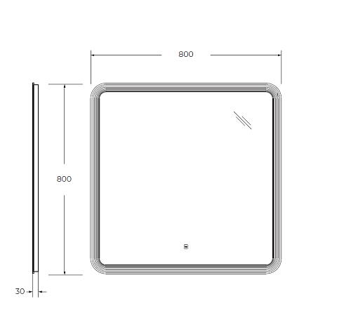 Зеркало CEZARES DUET с лазерной гравировкой подсветкой и сенсорным выключателем CZR-SPC-DUET-800-800-LED-TCH 800x800x30 Зеркало CEZARES DUET с лазерной гравировкой подсветкой и сенсорным выключателем CZR-SPC-DUET-800-800-LED-TCH 800x800x30