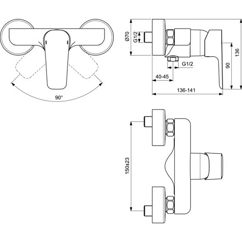 Смеситель для душа Ideal Standard CERAPLAN III B0716AA Смеситель для душа Ideal Standard CERAPLAN III B0716AA