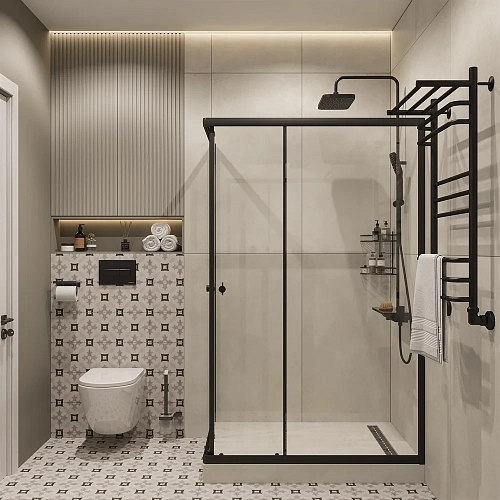 Душевой уголок DIWO Углич 120х80 профиль черный матовый 570969 Душевой уголок DIWO Углич 120х80 профиль черный матовый 570969