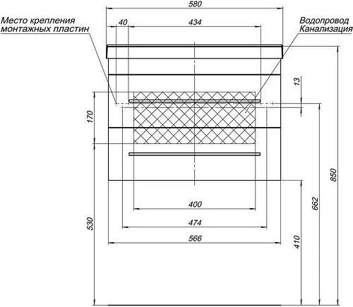 Комплект мебели Aquanet Нота 58 белый (камерино) 00287700 Комплект мебели Aquanet Нота 58 белый (камерино) 00287700