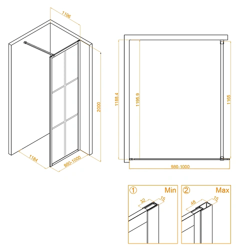 Душевая перегородка RGW Walk In WA-111B 1000 мм 411011110-84 черный, Easy Clean Душевая перегородка RGW Walk In WA-111B 1000 мм 411011110-84 черный, Easy Clean