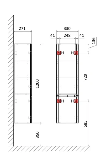 Шкаф-пенал AQUAme S4 AQM9004BG бежевый Шкаф-пенал AQUAme S4 AQM9004BG бежевый