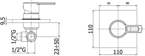 Смеситель для душа Paffoni Ringo RIN010NO/M (с внутренней частью) Смеситель для душа Paffoni Ringo RIN010NO/M (с внутренней частью)