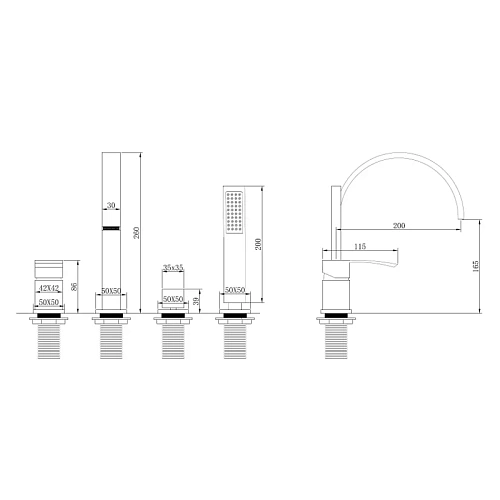 Смеситель на борт ванны ABBER Wasserfall AF8613SP сатин Смеситель на борт ванны ABBER Wasserfall AF8613SP сатин