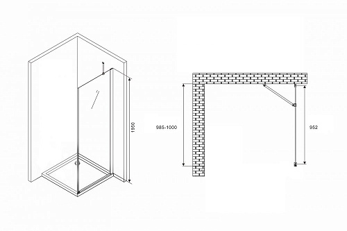 Боковая стенка ABBER Zart S101 100 см универсальная, профиль хром, стекло прозрачное Боковая стенка ABBER Zart S101 100 см универсальная, профиль хром, стекло прозрачное