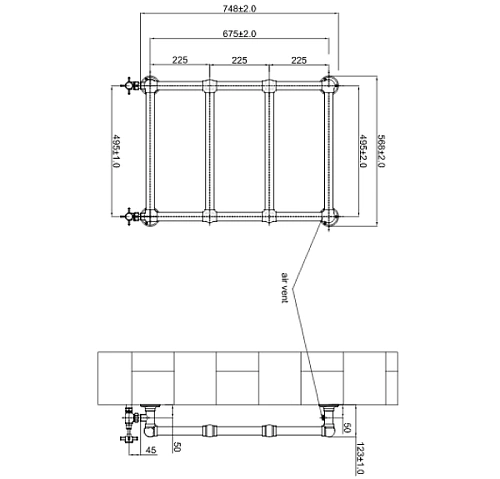 Полотенцесушитель водяной Boheme 718 750x500mm, бронза Полотенцесушитель водяной Boheme 718 750x500mm, бронза