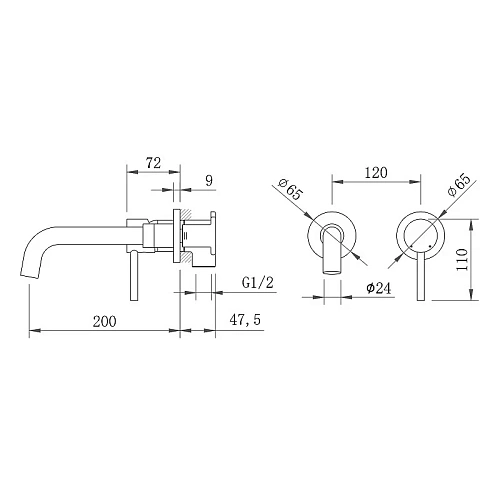 Смеситель для раковины VENTAS R 076012 скрытого монтажа, раздельный, черный матовый Смеситель для раковины VENTAS R 076012 скрытого монтажа, раздельный, черный матовый