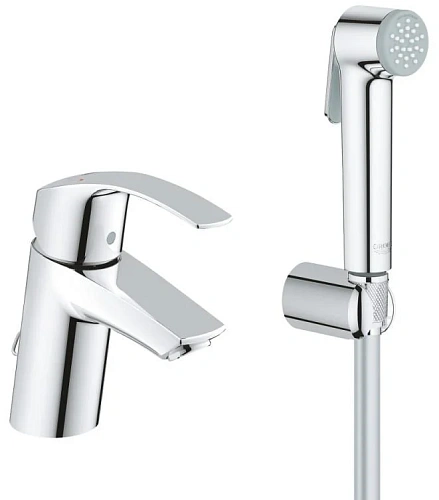 Смеситель для раковины GROHE Eurosmart New с цепочкой и Гигиенический душем, хром (23124002) Смеситель для раковины GROHE Eurosmart New с цепочкой и Гигиенический душем, хром (23124002)