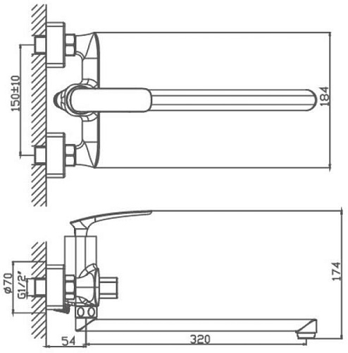 Смеситель для ванны Haiba HB22616, хром Смеситель для ванны Haiba HB22616, хром