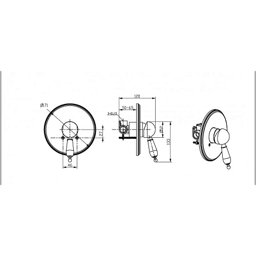 Смеситель для душа Boheme MEDICI Ripresa 305-BLC с черной керамикой встроенный Смеситель для душа Boheme MEDICI Ripresa 305-BLC с черной керамикой встроенный