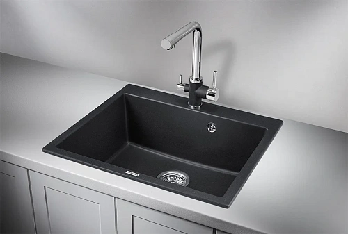 Кухонная мойка Granula 6001, ЧЁРНЫЙ, кварц 600х520 Кухонная мойка Granula 6001, ЧЁРНЫЙ, кварц 600х520