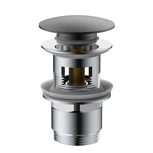 Донный клапан Vincea DPU-1B01GM клик-клак G1 1/4, с переливом, вороненая сталь Донный клапан Vincea DPU-1B01GM клик-клак G1 1/4, с переливом, вороненая сталь