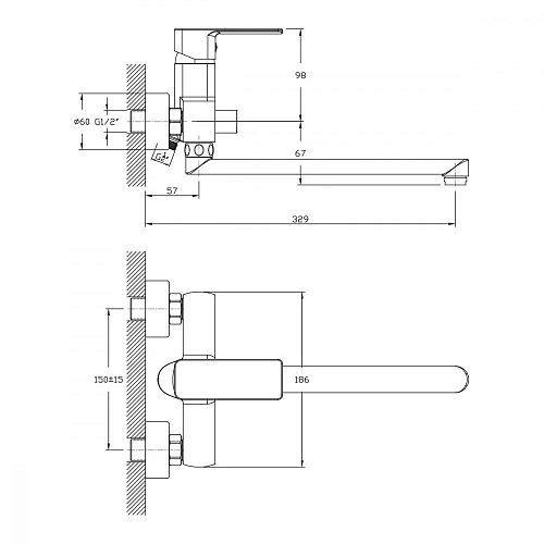 Смеситель для ванны DECOROOM DR20043 универсальный с поворотным изливом 300 мм Смеситель для ванны DECOROOM DR20043 универсальный с поворотным изливом 300 мм
